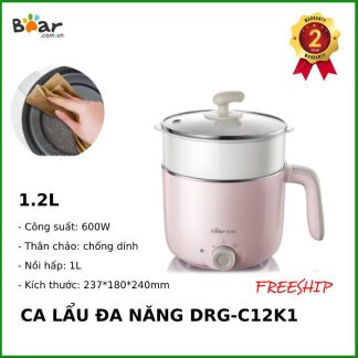 Ca nấu mỳ, ăn lẩu 1.2L Bear DRG-C12K1 (có xửng)