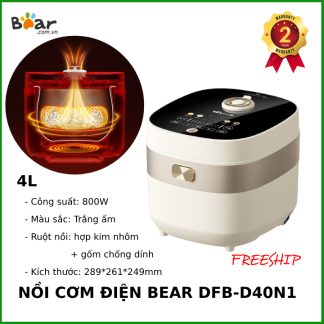 (NEW) Nồi nấu cơm lót gốm 4L Bear DFB-D40N1