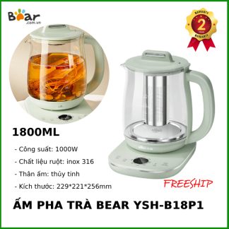 Ấm pha trà, nấu thuốc inox 316 (NEW) dung tích 1.8L Bear YSH-B18P1